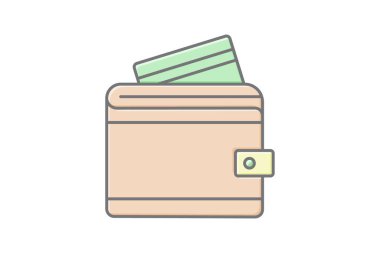 Cüzdan simgesi, para, para, ödeme, finans, düzenlenebilir vektör, piksel mükemmel, illüstratör ai dosyası