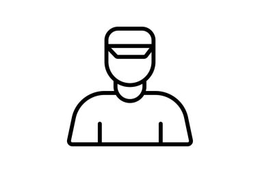 Sakallı ve şapka çizgisi tarzı ikon tasarımlı adam avatarı, insan profili insan profili profili karakter ve kişi teması illüstrasyonu