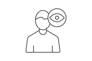 Göz simgesi, dış hat vektör işareti, beyaz üzerine izole edilmiş ince çizgi çizgisi.