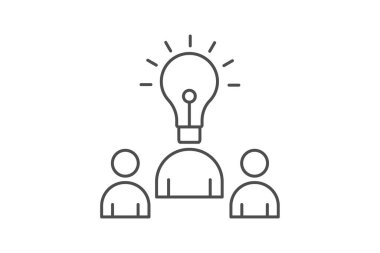 İş dünyası takım çalışması simgesi, taslak vektör işareti, beyaz üzerine izole edilmiş doğrusal totogram. Takım çalışması sembolü, logo çizimi. kullanılabilir vuruş