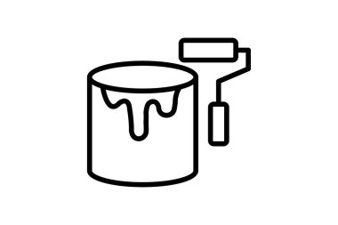 Boya kovası simgesi, kova, boya fırçası, renk, yenileme, düzenlenebilir vektör, piksel mükemmel, illüstratör ai dosyası