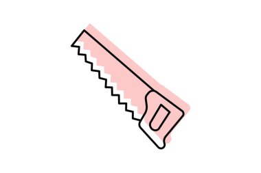 El Testere simgesi, testere, araç, kesim, marangozluk, düzenlenebilir vektör, piksel mükemmel, illüstratör ai dosyası