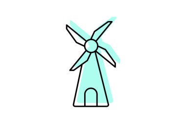 Yel değirmeni simgesi, rüzgar, türbin, enerji, güç, düzenlenebilir vektör, piksel mükemmel, illüstratör ai dosyası