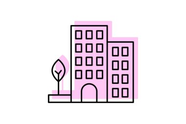 Düz simge, apartman, bina, konut, karmaşık, düzenlenebilir vektör, piksel mükemmel, illüstratör ai dosyası