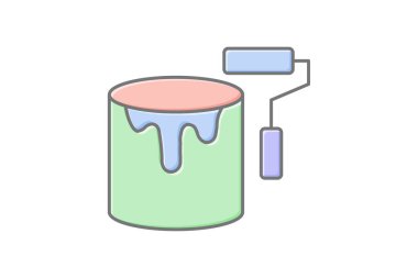 Boya kovası simgesi, kova, boya fırçası, renk, yenileme, düzenlenebilir vektör, piksel mükemmel, illüstratör ai dosyası