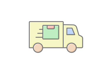 Van simgesi, minibüs, dağıtım, ulaşım, kargo, düzenlenebilir vektör, piksel mükemmel, illüstratör ai dosyası