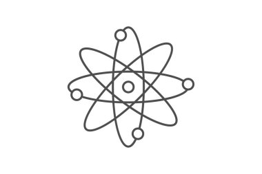 Atom simgesi, bilim, fizik, kimya, çekirdek, düzenlenebilir vektör, piksel mükemmel, illüstratör ai dosyası