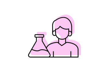 Laboratuvar asistanı simgesi, laboratuar asistanı, bilim, araştırma, yardım, düzenlenebilir vektör, piksel mükemmel, illüstratör ai dosyası