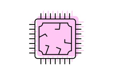 Mikroçip simgesi, çip, teknoloji, bilgisayar, elektronik, düzenlenebilir vektör, piksel mükemmel, illüstratör ai dosyası