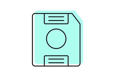 Disket simgesi, disk, depolama, veri, eskimiş, düzenlenebilir vektör, piksel mükemmel, illüstratör ai dosyası