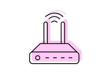 Modem simgesi, internet, bağlantı, ağ, iletişim, düzenlenebilir vektör, piksel mükemmel, illüstratör ai dosyası