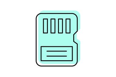 Bellek Kart simgesi, kart, depolama, veri, dijital, düzenlenebilir vektör, piksel mükemmel, illüstratör ai dosyası