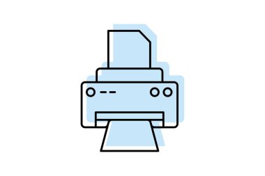 Yazıcı simgesi, yazdırma, belge, kağıt, ofis, düzenlenebilir vektör, piksel mükemmel, illüstratör ai dosyası