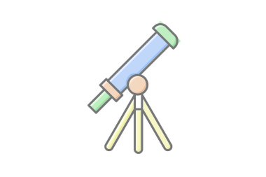 Teleskop simgesi, boşluk, astronomi, gökyüzü, gözlem, düzenlenebilir vektör, piksel mükemmel, illüstratör ai dosyası