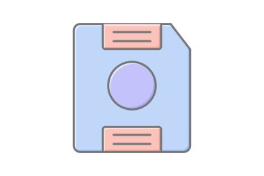 Disket simgesi, disk, depolama, veri, eskimiş, düzenlenebilir vektör, piksel mükemmel, illüstratör ai dosyası