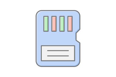 Bellek Kart simgesi, kart, depolama, veri, dijital, düzenlenebilir vektör, piksel mükemmel, illüstratör ai dosyası