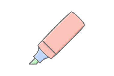 Güzellik Vurgulayıcıları simgesi, fosforlu kalemler, makyaj, yüz, parlaklık, düzenlenebilir vektör, piksel mükemmel, illüstratör ai dosyası