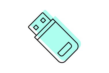 Flash disk simgesi, usb, depolama, veri, bellek, düzenlenebilir vektör, piksel mükemmel, illüstratör ai dosyası