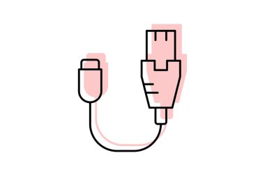 Kablo simgesi, kablo, bağlantı, internet, ağ, düzenlenebilir vektör, piksel mükemmel, illüstratör ai dosyası