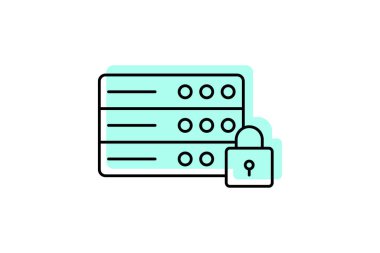 Güvenli Sunucu simgesi, güvenli, sunucu, veri, koruma, düzenlenebilir vektör, piksel mükemmel, illüstratör ai dosyası