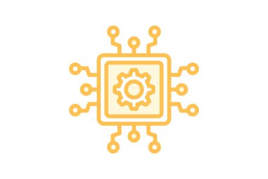 Mikroişlemci simgesi, işlemci, çip, bilgisayar, teknoloji, düzenlenebilir vektör, piksel mükemmel, illüstratör ai dosyası