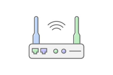 Yönlendirici simgesi, ağ, internet, bağlantı, kablosuz ağ, düzenlenebilir vektör, piksel mükemmel, illüstratör ai dosyası