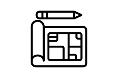 Mimari tasarım satır simgesi, vektör, piksel mükemmel, illüstratör dosyası