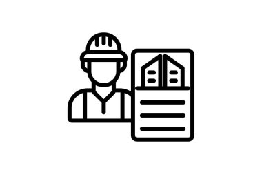 Contractor satır simgesi, vektör, piksel mükemmel, illüstratör dosyası oluşturuluyor