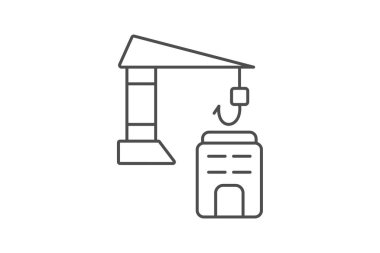 İnşa Alanı İnce Çizgisi simgesi, vektör, piksel mükemmel, illüstratör dosyası