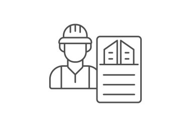 Contractor İnce Çizgisi simgesi, vektör, piksel mükemmel, illüstratör dosyası