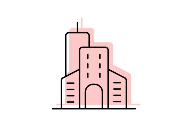 Şehir Mimarisi renk gölgesi ince çizgi simgesi, vektör, piksel mükemmel, illüstratör dosyası