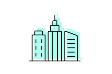 Gökdelen Kulesi renk gölge ince çizgi simgesi, vektör, piksel mükemmel, illüstratör dosyası