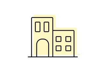 Residential Building Renk Gölgesi İnce Çizgisi simgesi, vektör, piksel mükemmel, illüstratör dosyası