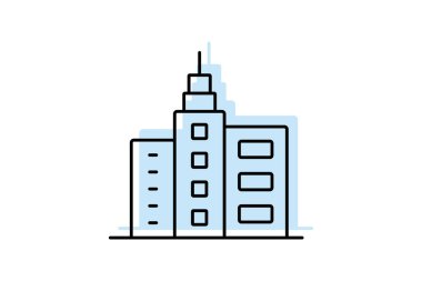 Yüksek Katlı Bina Renk Gölgesi İnce Çizgisi simgesi, vektör, piksel mükemmel, illüstratör dosyası