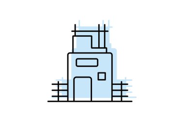 Bina Mühendisliği renk gölge ince çizgi simgesi, vektör, piksel mükemmel, illüstratör dosyası