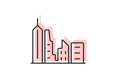 Kentsel Skyline renk gölge ince çizgi simgesi, vektör, piksel mükemmel, illüstratör dosyası