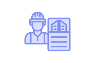 Contractor duotone satır simgesi, vektör, piksel mükemmel, illüstratör dosyası oluşturuluyor