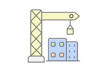 İnşa Yapısı lineal renk simgesi, vektör, piksel mükemmel, illüstratör dosyası