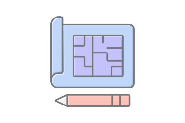 İnşa Planlama doğrusal renk simgesi, vektör, piksel mükemmel, illüstratör dosyası