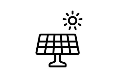 Güneş enerjisi çizgi simgesi, vektör, piksel mükemmel, illüstratör dosyası