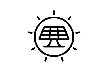 Güneş Enerjisi Logo çizgisi simgesi, vektör, piksel mükemmel, illüstratör dosyası