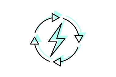 Yenilenebilir enerji renk gölge ince çizgi simgesi, vektör, piksel mükemmel, illüstratör dosyası