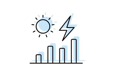 Güneş Enerjisi Üretimi Renk Gölgesi İnce Çizgisi simgesi, vektör, piksel mükemmel, illüstratör dosyası