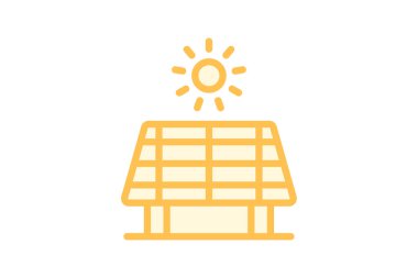 Güneş Enerjisi Simgesi duoton çizgi simgesi, vektör, piksel mükemmel, illüstratör dosyası