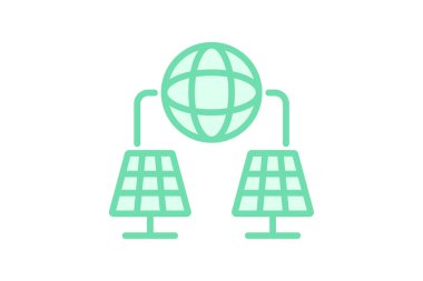 Güneş Enerjisi Ağı duoton çizgi simgesi, vektör, piksel mükemmel, illüstratör dosyası