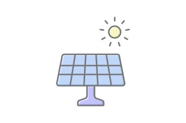 Güneş enerjisi doğrusal renk simgesi, vektör, piksel mükemmel, illüstratör dosyası