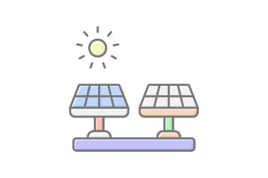 Güneş Enerjisi Santrali doğrusal renk simgesi, vektör, piksel mükemmel, illüstratör dosyası