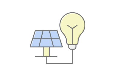 Güneş Enerjisi Çözümleri doğrusal renk simgesi, vektör, piksel mükemmel, illüstratör dosyası