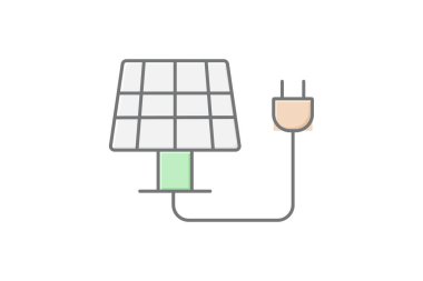 Güneş Enerjisi Kavramsal doğrusal renk simgesi, vektör, piksel mükemmel, illüstratör dosyası