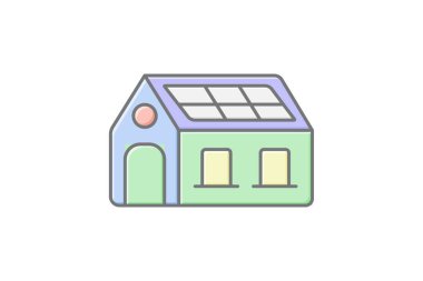 Solar Energy House lineal renk simgesi, vektör, piksel mükemmel, illüstratör dosyası